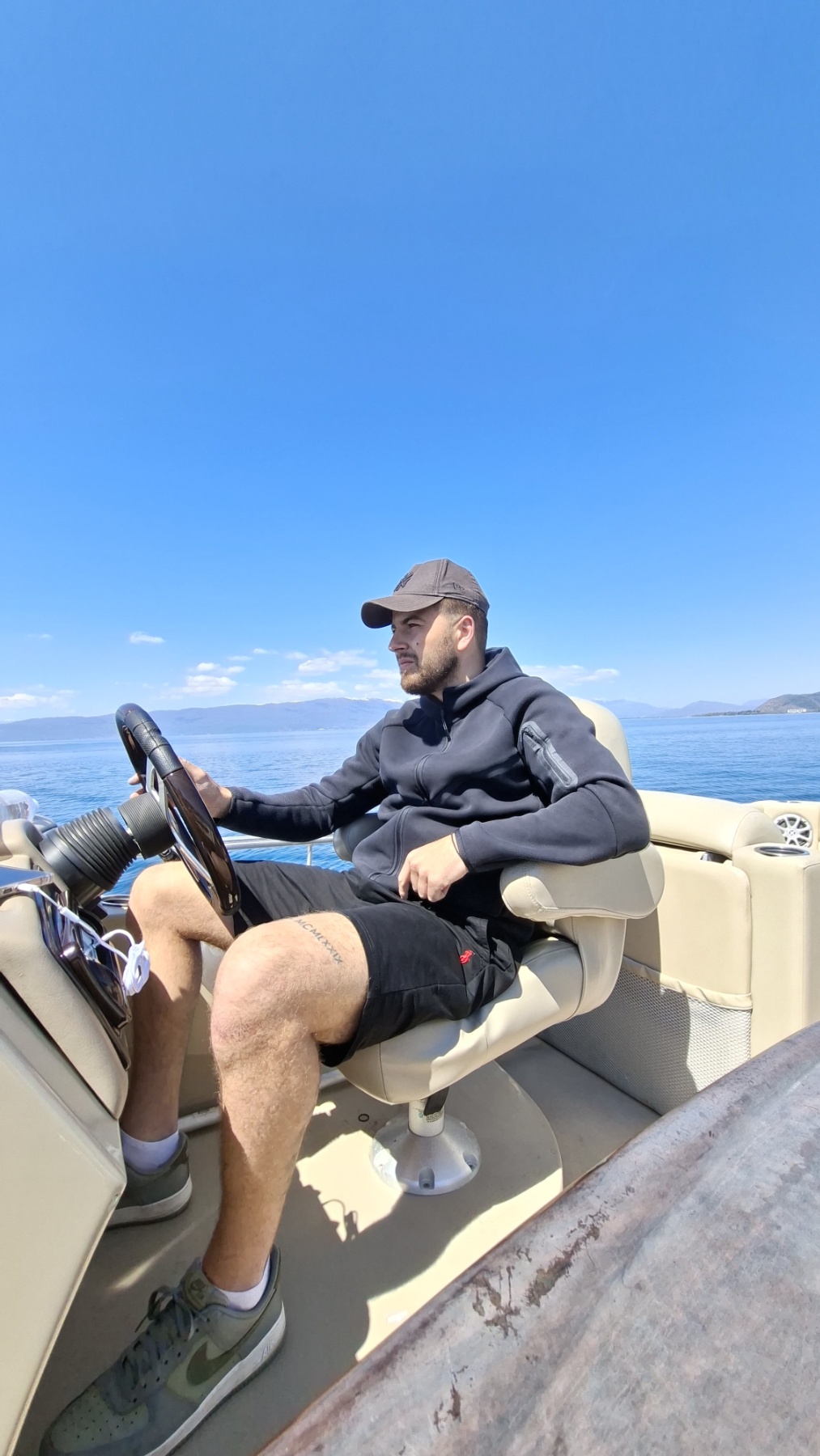 Crystal clear waters of Lake Ohrid during boat tour